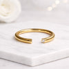 Round Cut Lab Grown Diamond Open Cuff Ring in 14K Yellow Gold