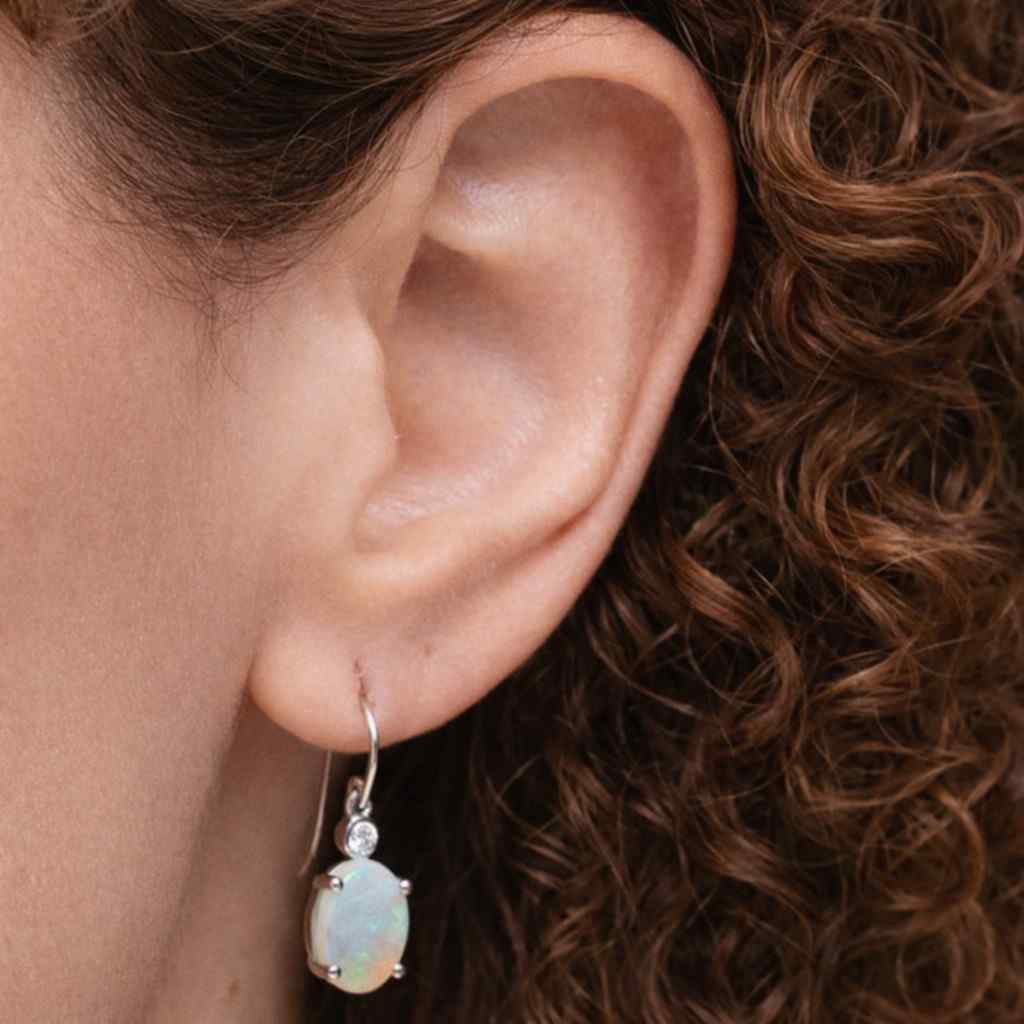 round accent earrings oval stone earrings oval cut opal round stone accent oval gemstone drop round sparkle stone oval jewelry
