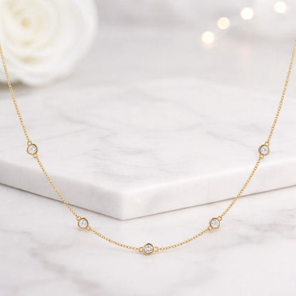 round bezel necklace simple necklace modern necklace elegant necklace tiny diamond necklace floating necklace chain necklace bridal necklace classic necklace gift necklace stackable necklace thin chain necklace