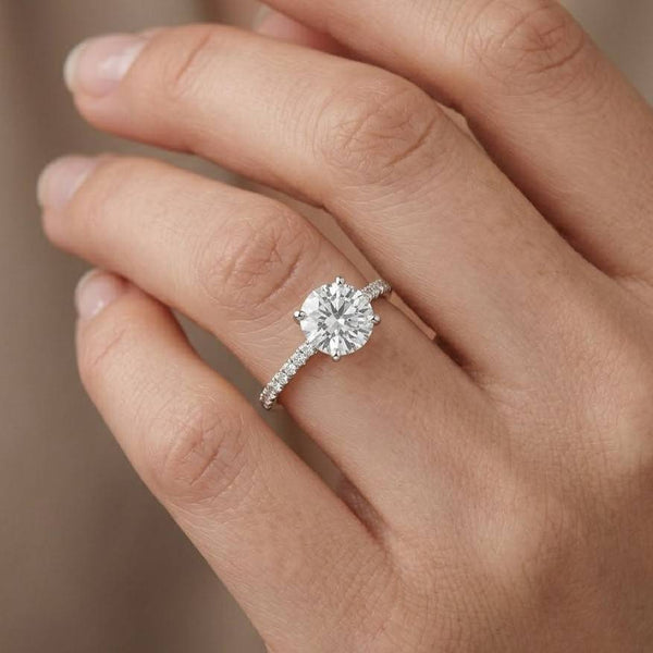 round cut ring center stone ring thin band ring wedding ring proposal ring bridal jewelry dainty ring everyday ring fashion ring polished ring bright stone ring gemstone ring