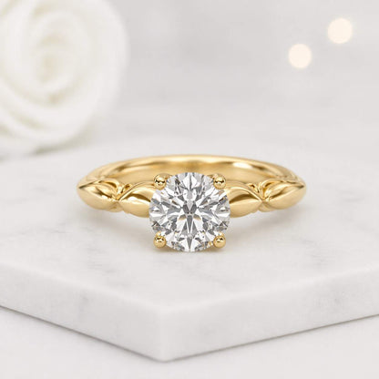 round cut ring floral band ring vine band ring leaf band ring branch ring organic ring sculpted ring nature inspired ring botanical band ring curved band ring polished band ring comfort fit ring artistic ring