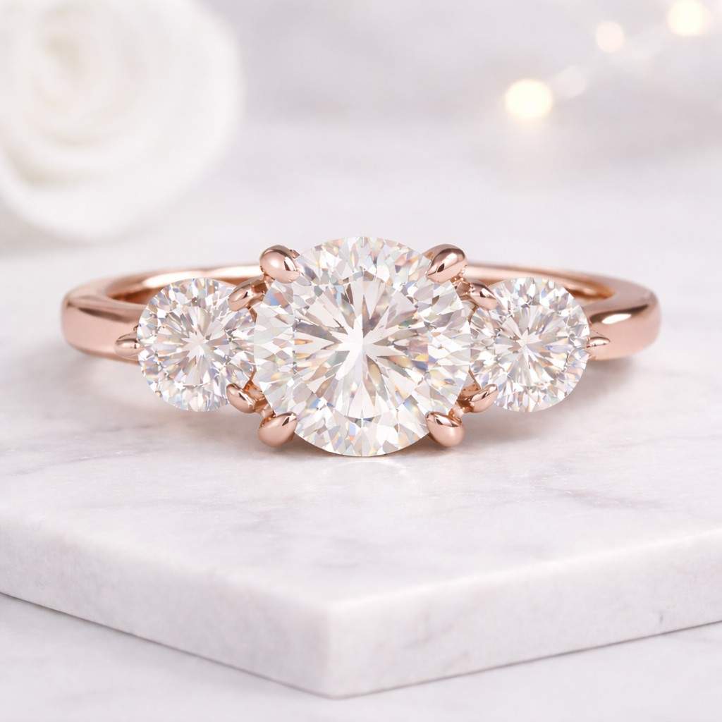 round cut ring round diamond ring round moissanite ring round engagement ring brilliant cut ring round center stone round bridal ring