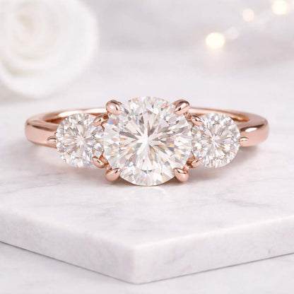 round cut ring round diamond ring round moissanite ring round engagement ring brilliant cut ring round center stone round bridal ring