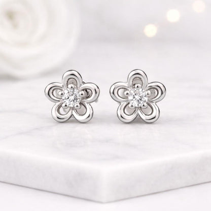 round diamond earrings moissanite flower studs lab created diamond earrings cubic zirconia studs simulated diamond earrings