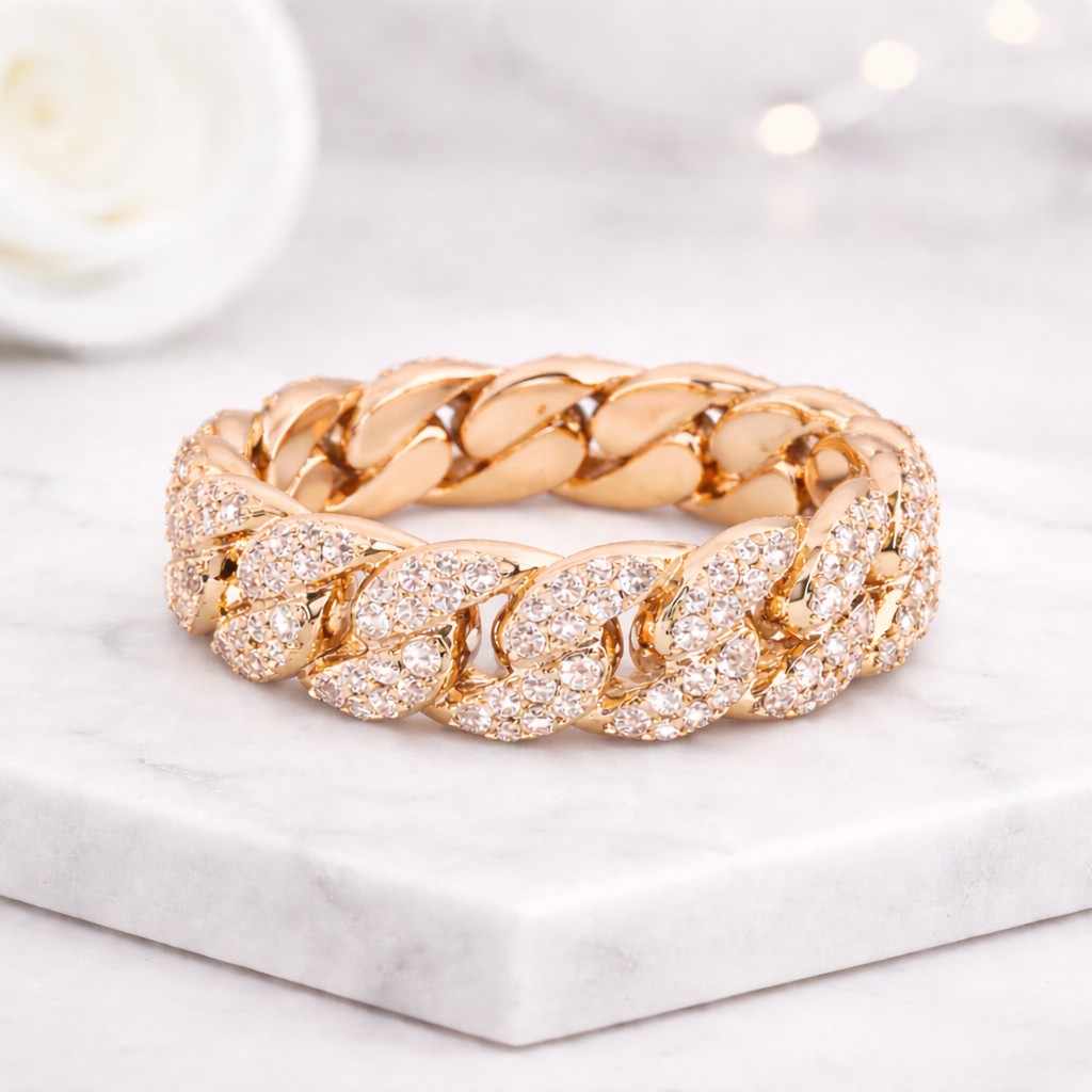round diamond ring round moissanite ring white cz ring crystal chain ring diamond curb ring moissanite curb ring lab gemstone ring luxury diamond band