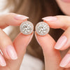 Round Cut Lab Grown Diamond Halo Stud Earrings