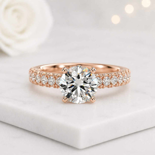 round engagement ring solitaire ring pave ring diamond ring bridal ring wedding ring promise ring statement ring luxury ring fine jewelry women ring sparkling ring