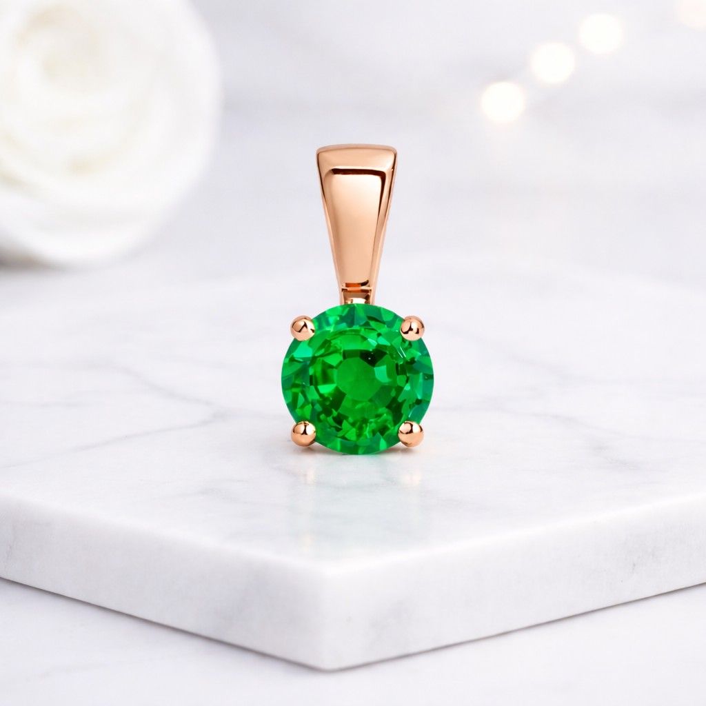 round pendant emerald pendant green gemstone pendant solitaire pendant gold pendant necklace charm gemstone charm round stone pendant