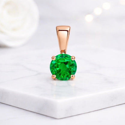 round pendant emerald pendant green gemstone pendant solitaire pendant gold pendant necklace charm gemstone charm round stone pendant