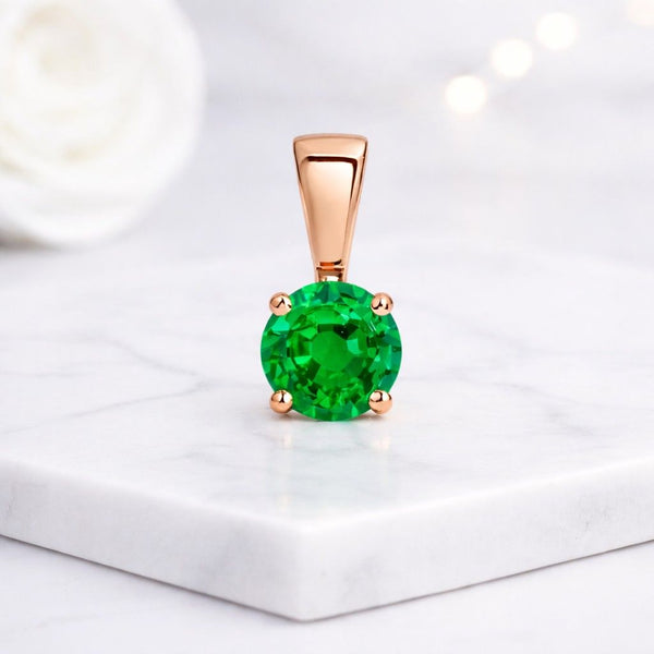 round pendant emerald pendant green gemstone pendant solitaire pendant gold pendant necklace charm gemstone charm round stone pendant