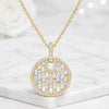 Round Baguette Cut Lab Grown Diamond Disc Pendant Necklace in 14K Gold