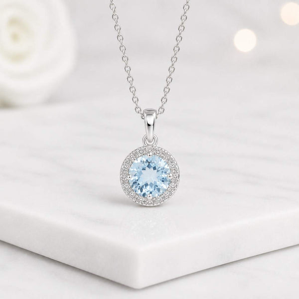 round pendant necklace halo pendant blue gemstone necklace gold pendant necklace solitaire pendant circle pendant dainty necklace