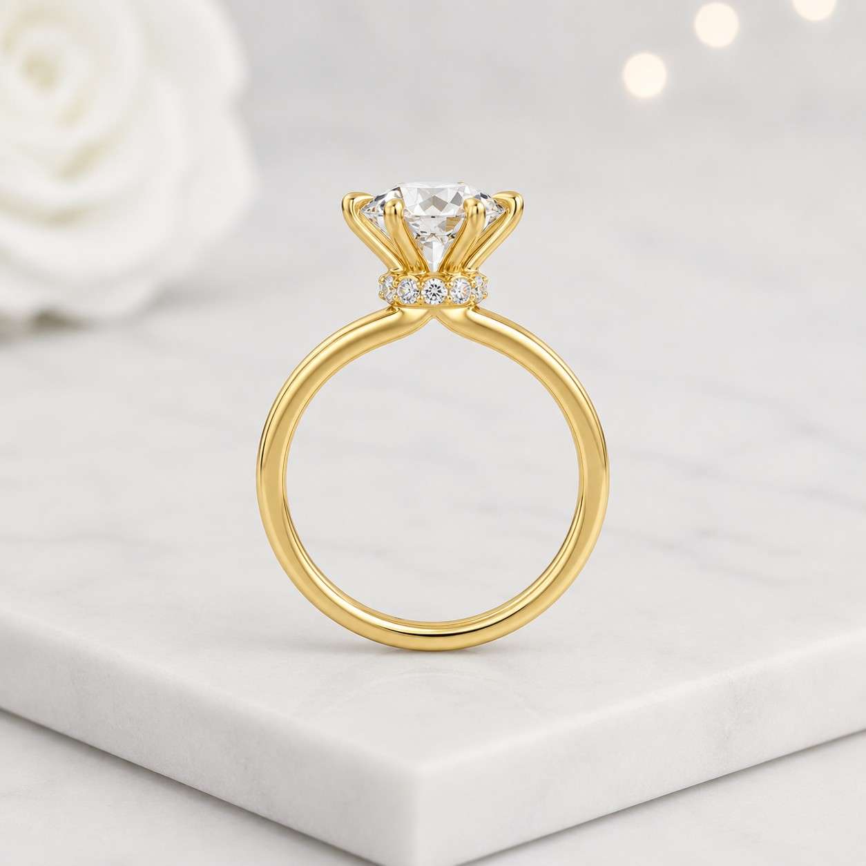 round solitaire ring classic solitaire thin band ring yellow gold ring plain band ring prong setting ring elegant engagement dainty ring fine ring bridal jewelry everyday ring comfort band