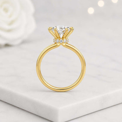 round solitaire ring classic solitaire thin band ring yellow gold ring plain band ring prong setting ring elegant engagement dainty ring fine ring bridal jewelry everyday ring comfort band