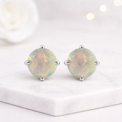 round stud earrings opal post earrings classic opal studs gold stud earrings silver stud earrings gemstone jewelry
