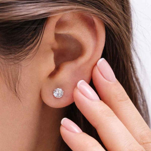 roundearrings solitaireround labgrownstuds rosegoldstuds sparklingstuds clearstone jewelrystuds roundcutearrings earpiercing
