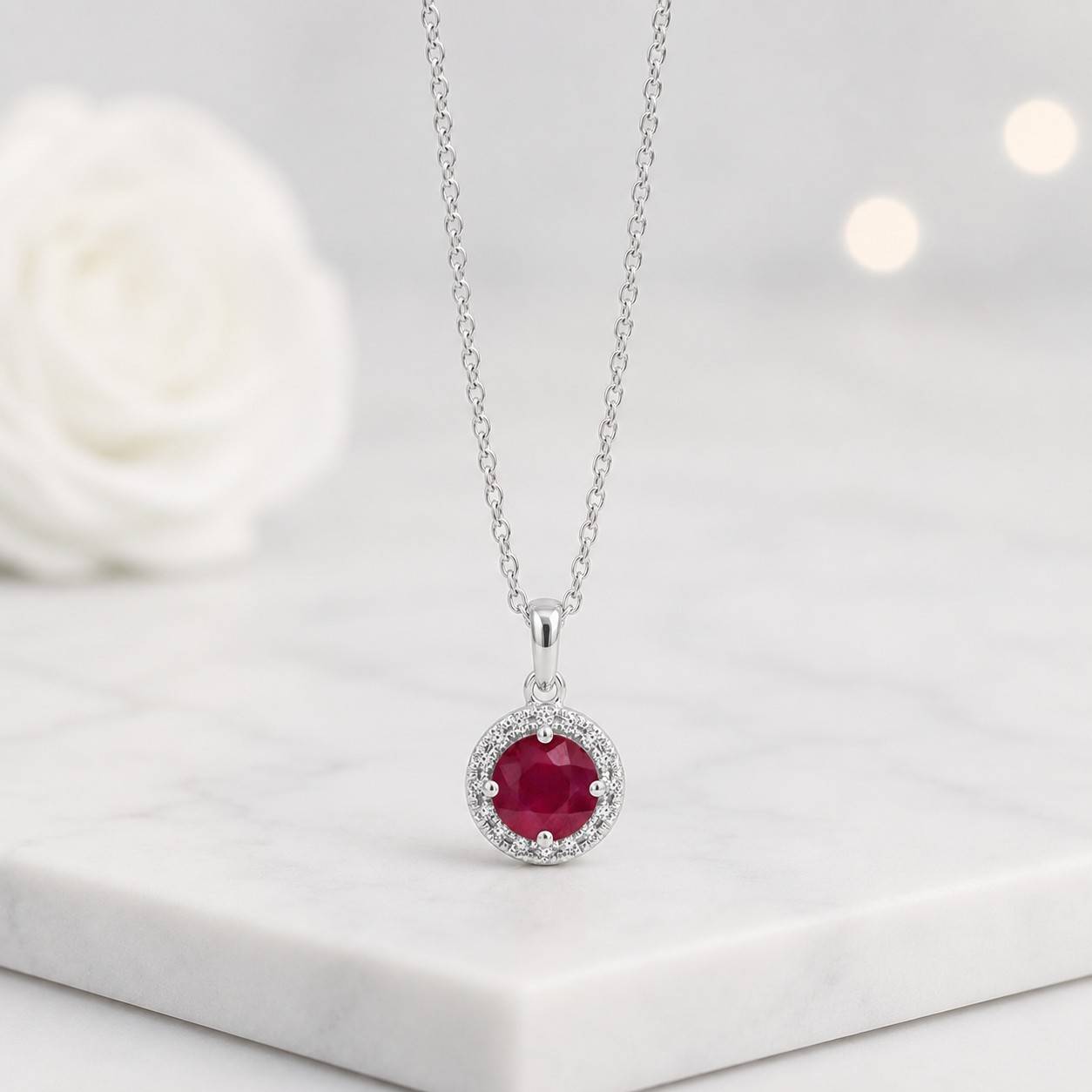 ruby necklace natural ruby necklace ruby pendant diamond halo necklace moissanite necklace lab diamond necklace cubic zirconia necklace gemstone jewelry red gemstone necklace