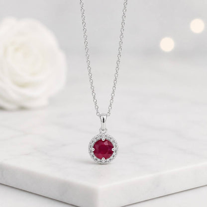 ruby necklace natural ruby necklace ruby pendant diamond halo necklace moissanite necklace lab diamond necklace cubic zirconia necklace gemstone jewelry red gemstone necklace