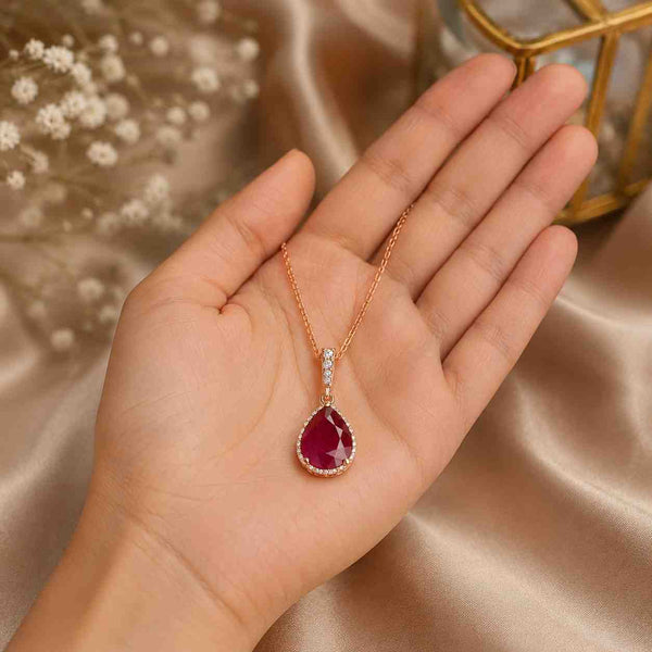 ruby necklace pear necklace teardrop necklace pendant necklace gemstone pendant ruby pendant
