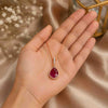Pear Cut Ruby & Round Diamond Pendant Necklace