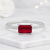 14K White Gold Baguette Cut Ruby Solitaire Ring