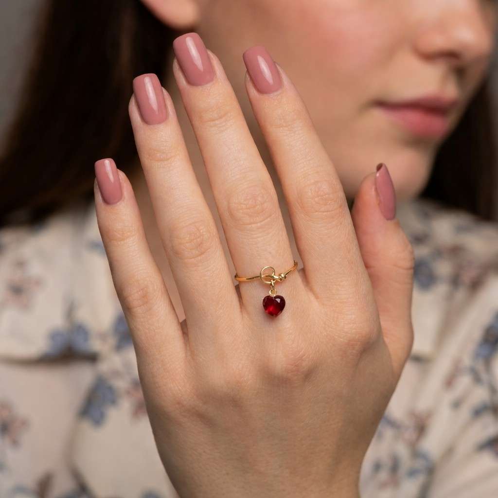ruby ring garnet ring red gemstone ring birthstone ring july birthstone ring gemstone jewelry natural gemstone ring simulated ruby ring crystal heart ring red crystal ring