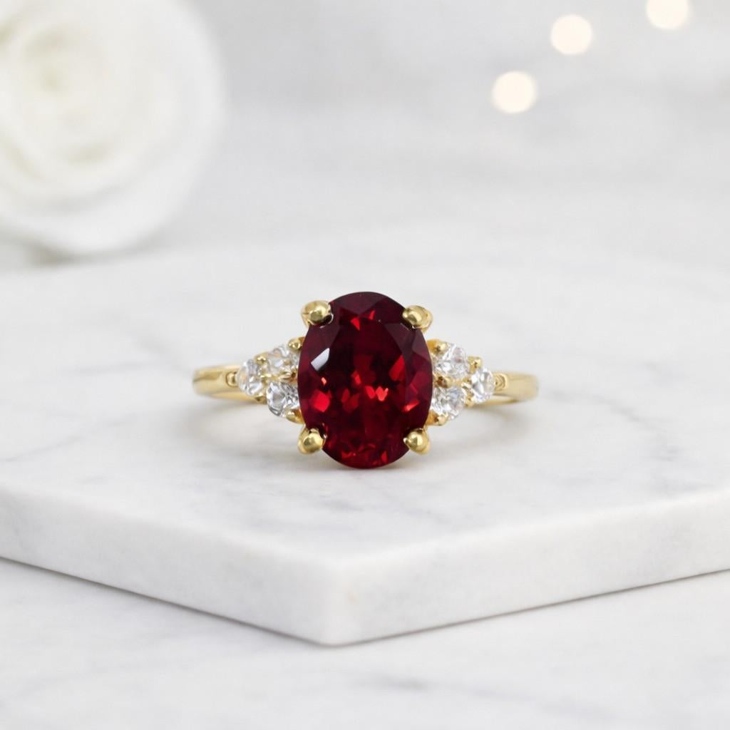 ruby ring oval ruby ring gold ring solitaire ring three stone ring oval ring gemstone ring red stone ring statement ring fine jewelry women ring elegant ring