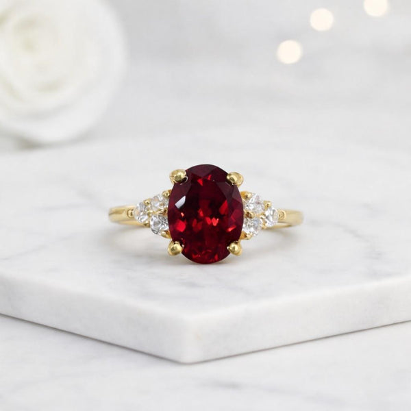 ruby ring oval ruby ring gold ring solitaire ring three stone ring oval ring gemstone ring red stone ring statement ring fine jewelry women ring elegant ring
