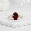 Oval Ruby and Round Side Diamond Engagement Ring
