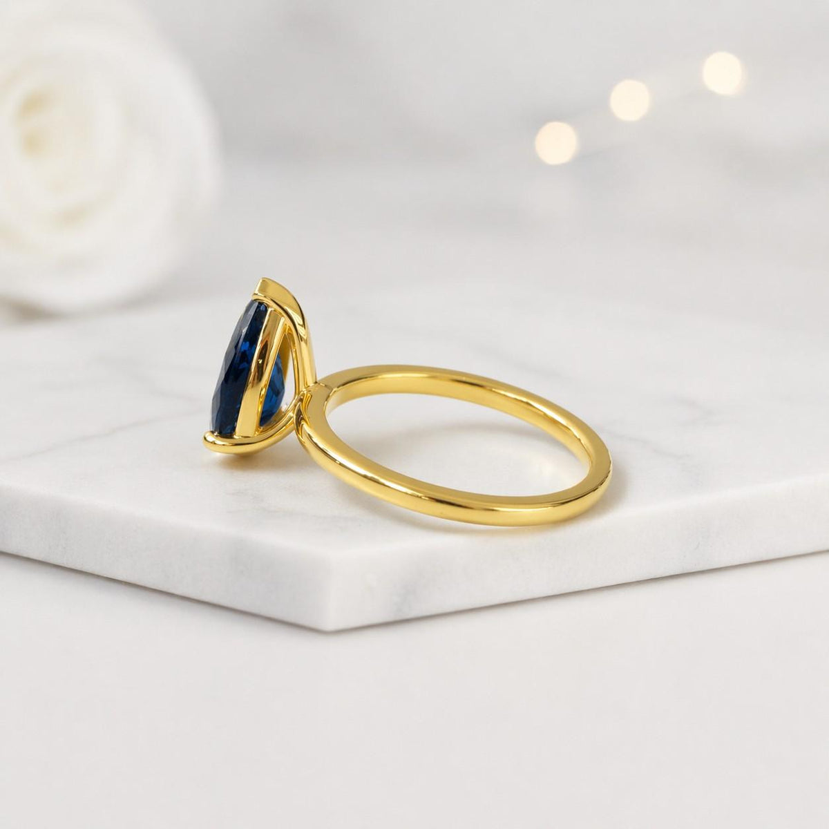 sapphire engagement ring blue sapphire ring pear cut ring pear shaped ring solitaire ring white gold ring sterling silver ring