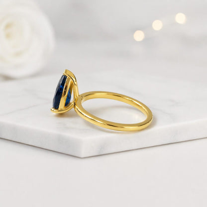 sapphire engagement ring blue sapphire ring pear cut ring pear shaped ring solitaire ring white gold ring sterling silver ring