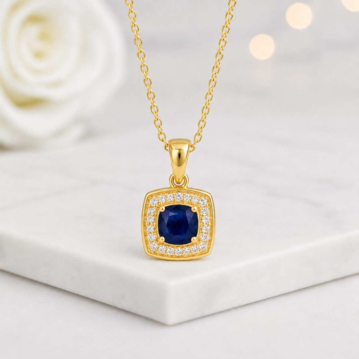 sapphire necklace diamond necklace moissanite necklace lab diamond necklace cubic zirconia necklace gemstone necklace blue stone pendant sapphire charm diamond halo necklace