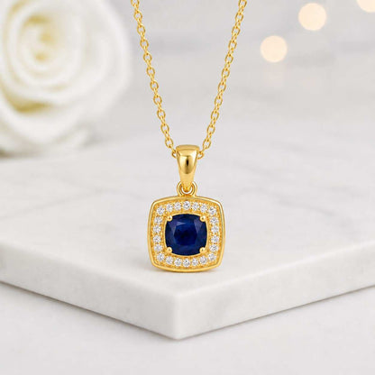 sapphire necklace diamond necklace moissanite necklace lab diamond necklace cubic zirconia necklace gemstone necklace blue stone pendant sapphire charm diamond halo necklace