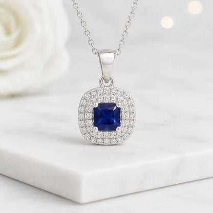 sapphire pendant lab sapphire pendant blue sapphire jewelry diamond halo pendant lab diamond pendant moissanite pendant cubic zirconia pendant gemstone jewelry