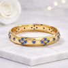 14K Gold Round Cut Lab Grown Sapphire Floral Eternity Ring