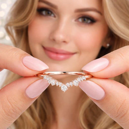 scalloped ring bubble ring graduated ring curved stacker nesting band chevron stacker v band ring contour stacker wave ring