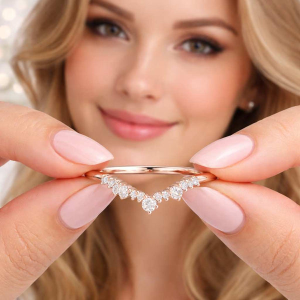 scalloped ring bubble ring graduated ring curved stacker nesting band chevron stacker v band ring contour stacker wave ring