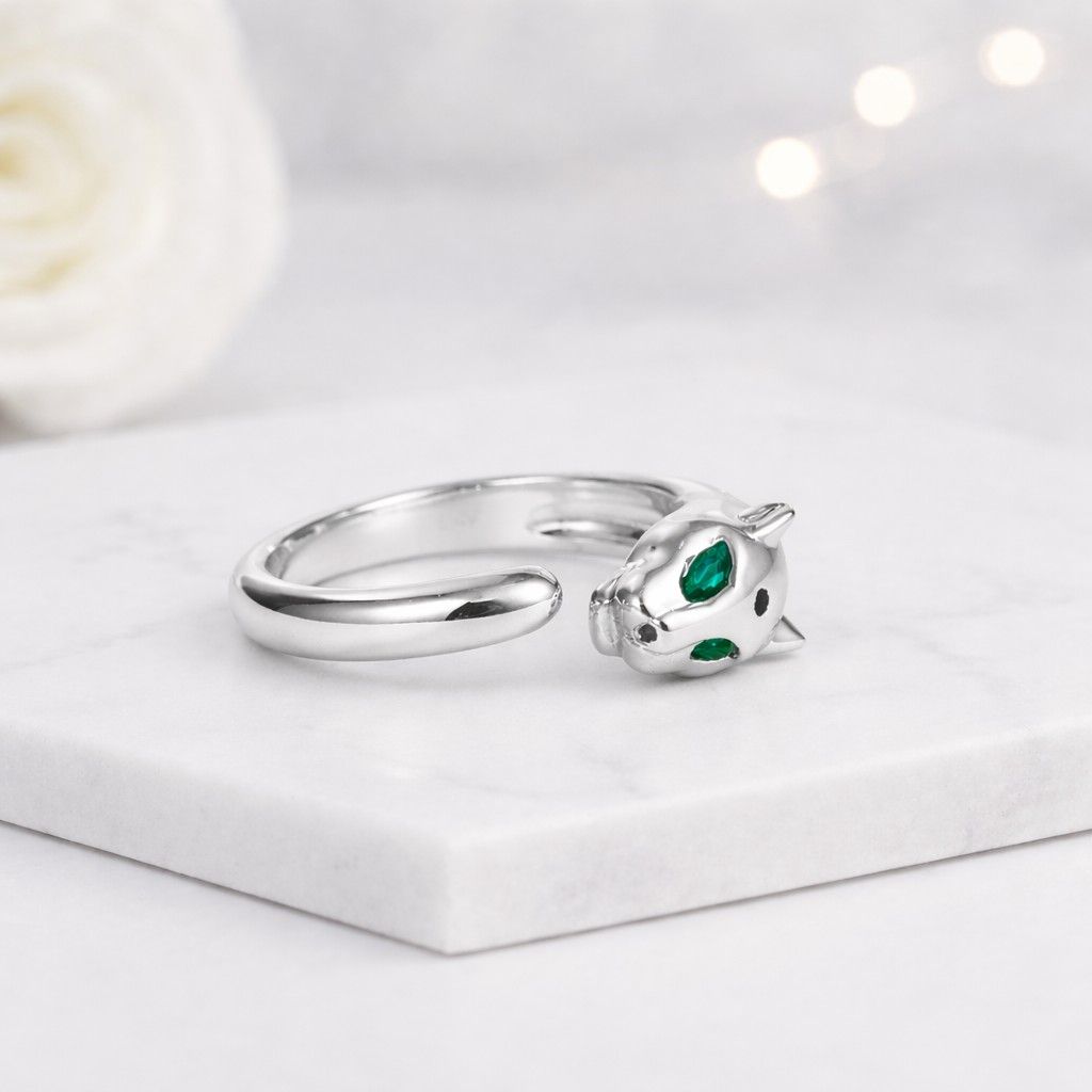 silver handmade ring silver luxury ring silver chic ring silver trendy ring silver modern ring silver finger ring silver accessory platinum panther ring