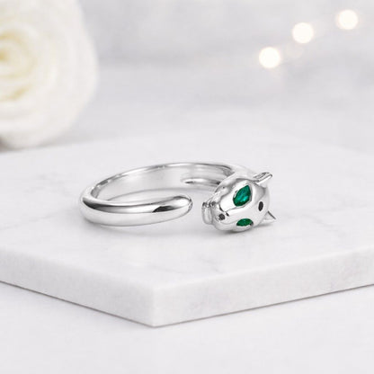 silver handmade ring silver luxury ring silver chic ring silver trendy ring silver modern ring silver finger ring silver accessory platinum panther ring