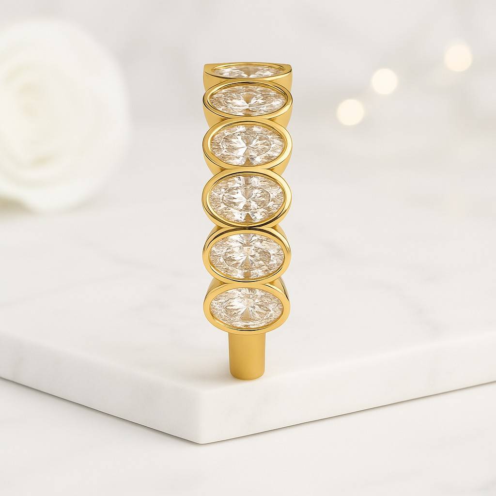 sleek ring smooth band comfort fit open ring unique ring gemstone ring crystal ring shiny ring yellow ring bezel setting oval design band jewelry gift