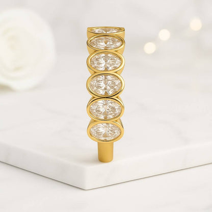 sleek ring smooth band comfort fit open ring unique ring gemstone ring crystal ring shiny ring yellow ring bezel setting oval design band jewelry gift