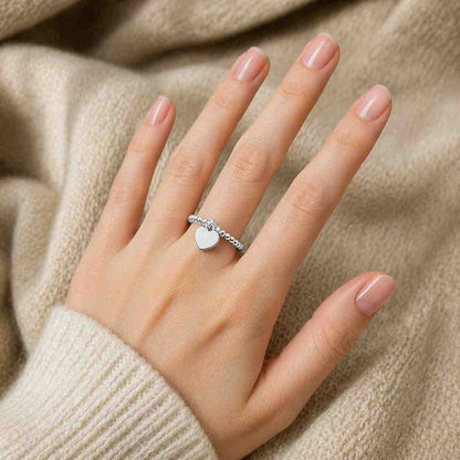 slim band ring bead ring heart drop ring smooth finish ring polished jewelry statement ring casual jewelry elegant accessory chic accessory sweet jewelry