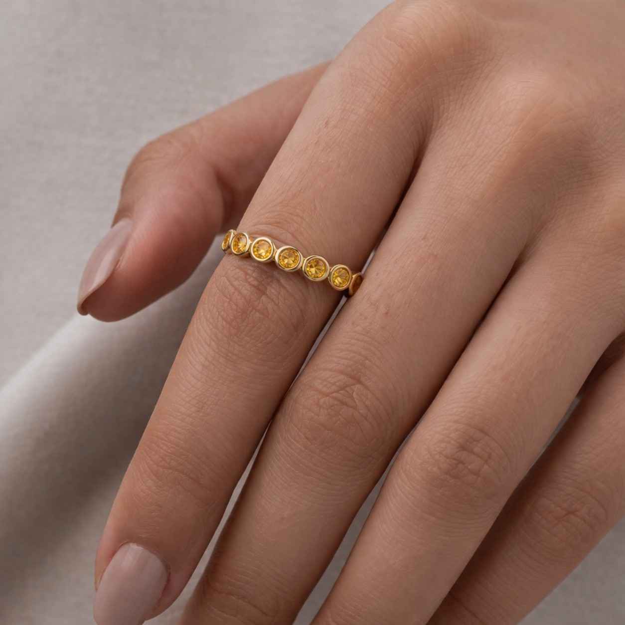 slim ring gift for her stacking ring artisan ring crystal ring bright yellow ring sparkly ring petite ring classic ring timeless ring