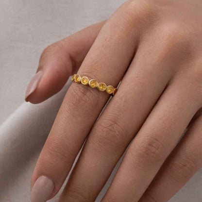 slim ring gift for her stacking ring artisan ring crystal ring bright yellow ring sparkly ring petite ring classic ring timeless ring