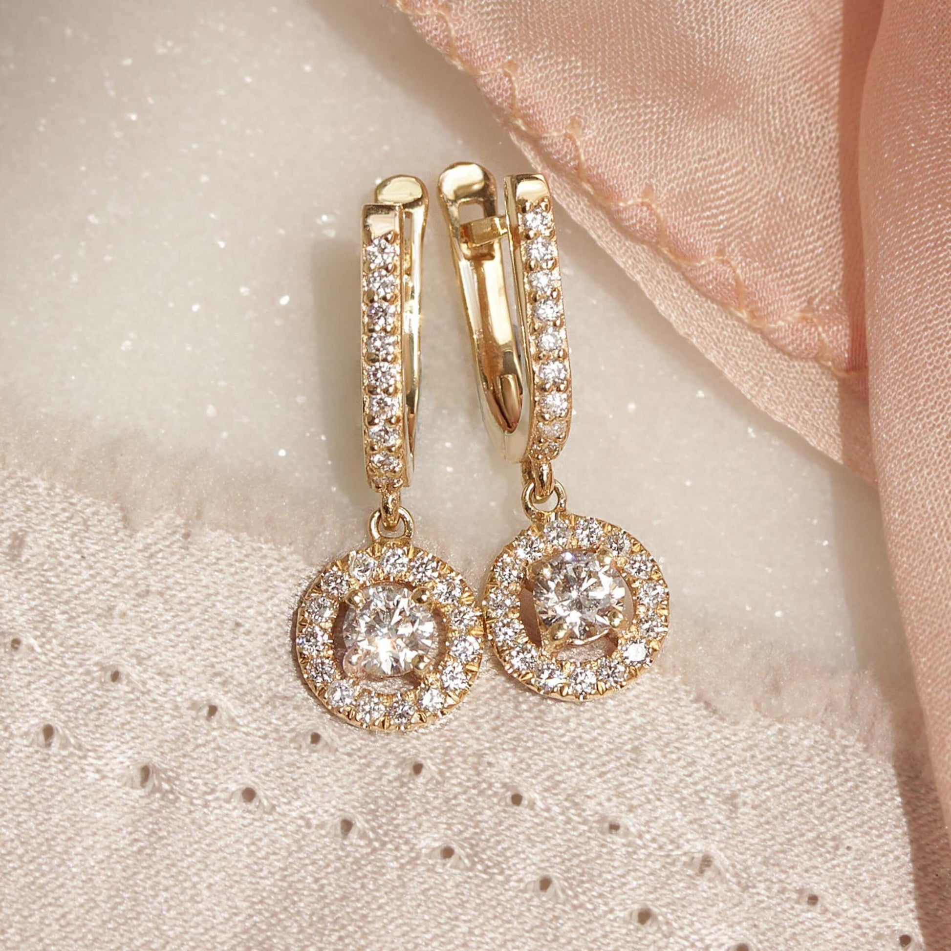 small diamond hoops with charm,14k solid gold huggie hoop earring, tiny diamond hoop
