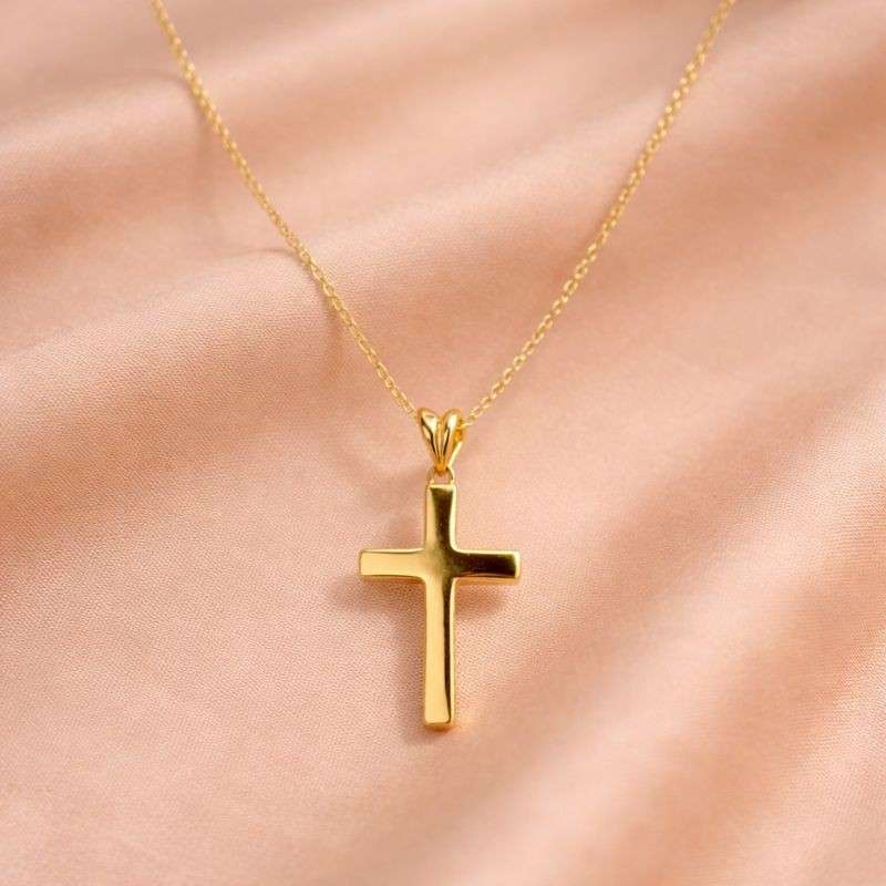 smooth cross solid cross bar cross statement necklace elegant cross delicate necklace simple pendant classic pendant daily necklace layering necklace gift for her gift for him unisex necklace fine jewelry luxury necklace