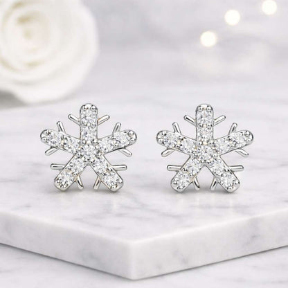 snowflake earrings crystal earrings stud earrings winter earrings holiday earrings silver earrings cute earrings