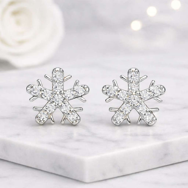 snowflake earrings crystal earrings stud earrings winter earrings holiday earrings silver earrings cute earrings