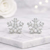 Dainty Winter Snowflake Diamond Stud Earrings in White Gold