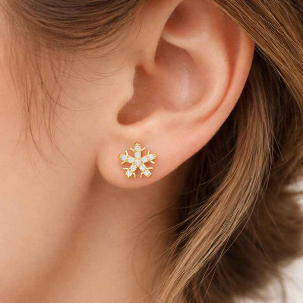 snowflake stud earrings winter stud earrings silver snowflake earrings crystal snowflake earrings ice crystal earrings